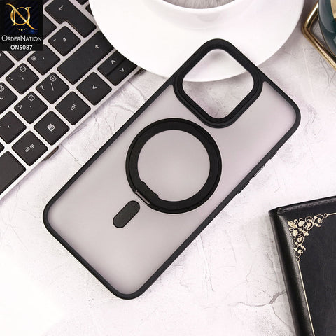 iPhone 15 Pro Cover - Black - New Translucent 360 Degree Rotation Magnatic Bracket Stand Soft Borders Shell Case