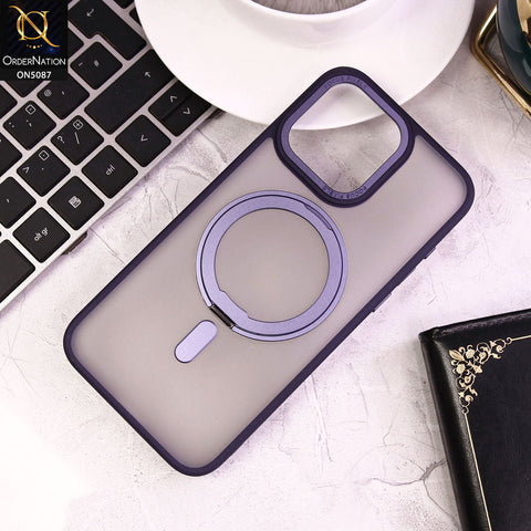 iPhone 15 Pro Cover - Purple - New Translucent 360 Degree Rotation Magnatic Bracket Stand Soft Borders Shell Case