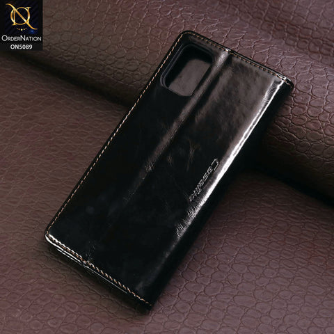 Samsung Galaxy A51 Cover - Black - CaseMe Classic Leather Flip Book Card Slot Case