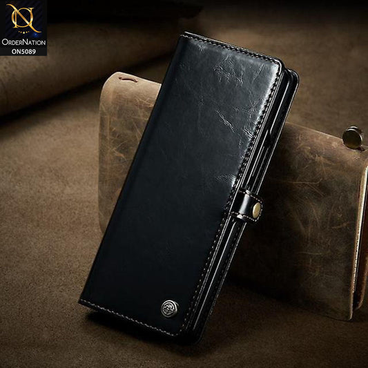Samsung Galaxy Z Fold 4 5G Cover - Black -   CaseMe Classic Crazy Horse Leather Flip Book Card Slot Case