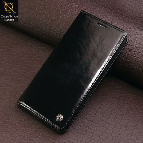 iPhone 14 Plus Cover - Black - CaseMe Classic Leather Flip Book Card Slot Case