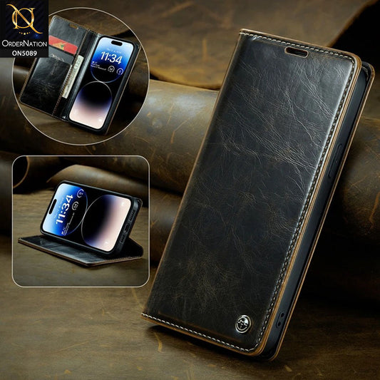 Samsung Galaxy S21 Ultra 5G Cover - Brown -   CaseMe Classic Crazy Horse Leather Flip Book Card Slot Case