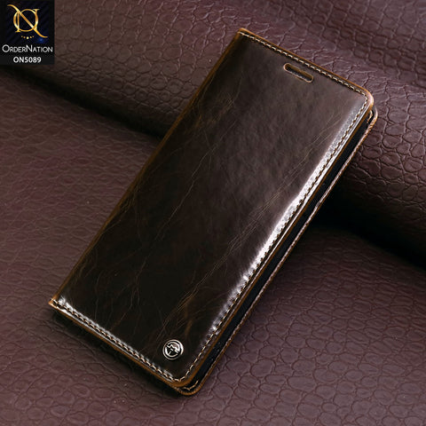 iPhone 14 Cover - Brown - CaseMe Classic Leather Flip Book Card Slot Case