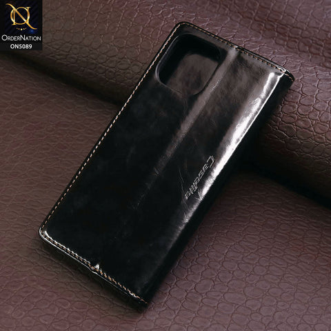 iPhone 12 Pro Max Cover - Black - CaseMe Classic Leather Flip Book Card Slot Case