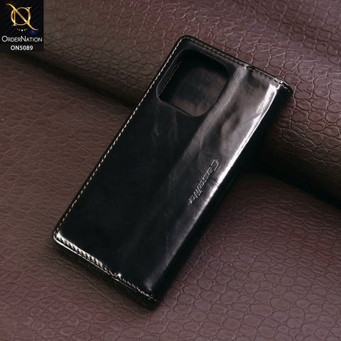 iPhone 14 Pro Cover - Black - CaseMe Classic Leather Flip Book Card Slot Case