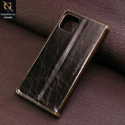 iPhone 14 Plus Cover - Brown - CaseMe Classic Leather Flip Book Card Slot Case