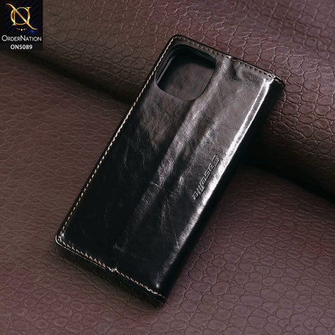 iPhone 15 Cover - Black - CaseMe Classic Leather Flip Book Card Slot Case