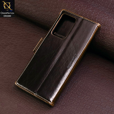 Samsung Galaxy Note 20 Ultra Cover - Brown - CaseMe Classic Leather Flip Book Card Slot Case