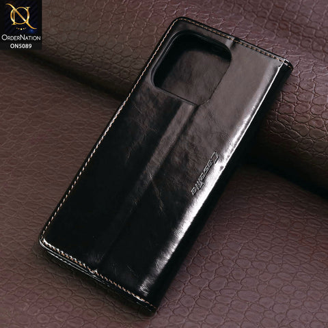 Xiaomi Redmi 12C Cover - Black - CaseMe Classic Leather Flip Book Card Slot Case