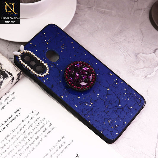 Samsung Galaxy A30 Cover - Design6 - Bling Series - Glitter Foil Soft Border Case With Holder(Glitter Does Not Move)