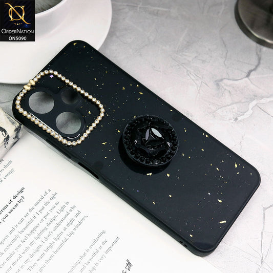 Infinix Hot 30 Play Cover - Design1 - Bling Series - Glitter Foil Soft Border Case With Holder(Glitter Does Not Move)