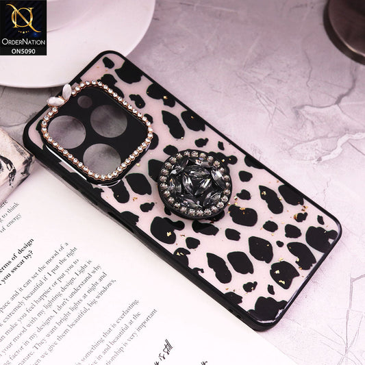 Infinix Hot 40 Pro Cover - Design3 - Bling Series - Glitter Foil Soft Border Case With Holder(Glitter Does Not Move)