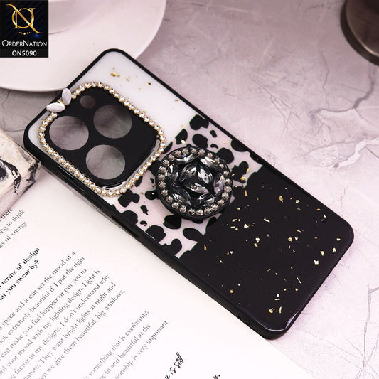 Infinix Hot 40 Pro Cover - Design4 - Bling Series - Glitter Foil Soft Border Case With Holder(Glitter Does Not Move)