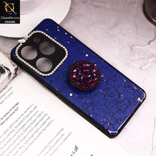 Infinix Hot 40 Pro Cover - Design6 - Bling Series - Glitter Foil Soft Border Case With Holder(Glitter Does Not Move)