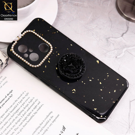 Xiaomi Poco C55 Cover - Design1 - Bling Series - Glitter Foil Soft Border Case With Holder(Glitter Does Not Move)