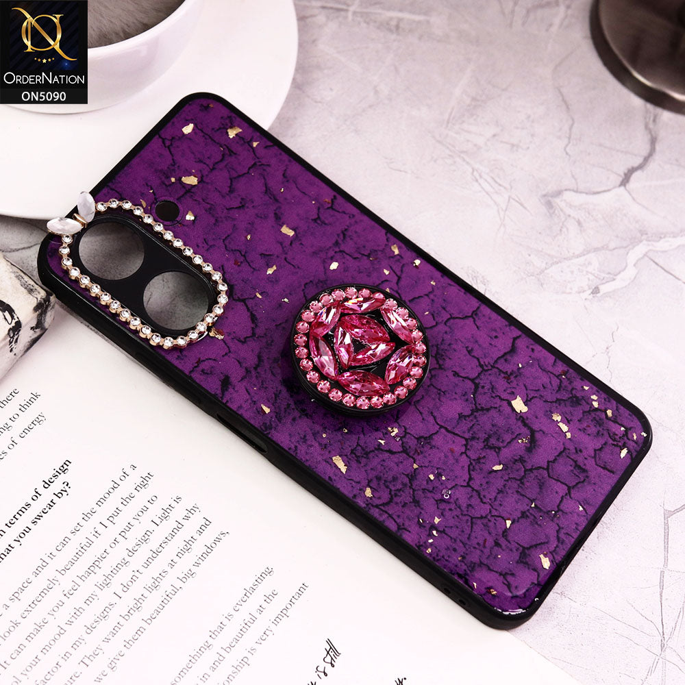 Xiaomi Poco C65 Cover - Design7 - Bling Series - Glitter Foil Soft Border Case With Holder(Glitter Does Not Move)