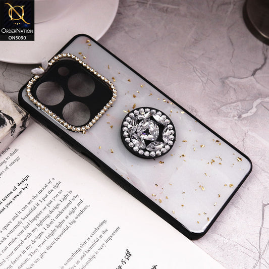 Infinix Smart 8 Cover - Design10 - Bling Series - Glitter Foil Soft Border Case With Holder(Glitter Does Not Move)