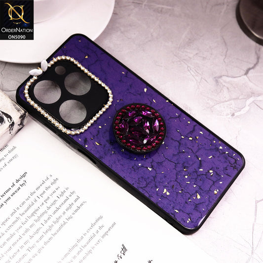 Infinix Hot 40i Cover - Design5 - Bling Series - Glitter Foil Soft Border Case With Holder(Glitter Does Not Move)