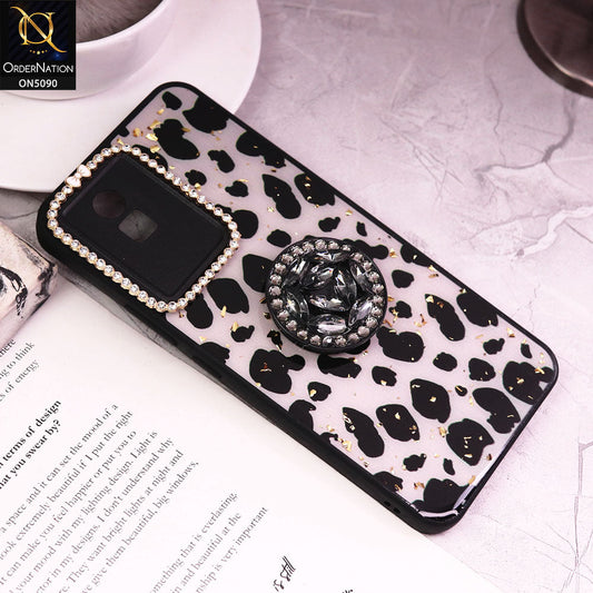 Vivo Y02 Cover - Design3 - Bling Series - Glitter Foil Soft Border Case With Holder(Glitter Does Not Move)