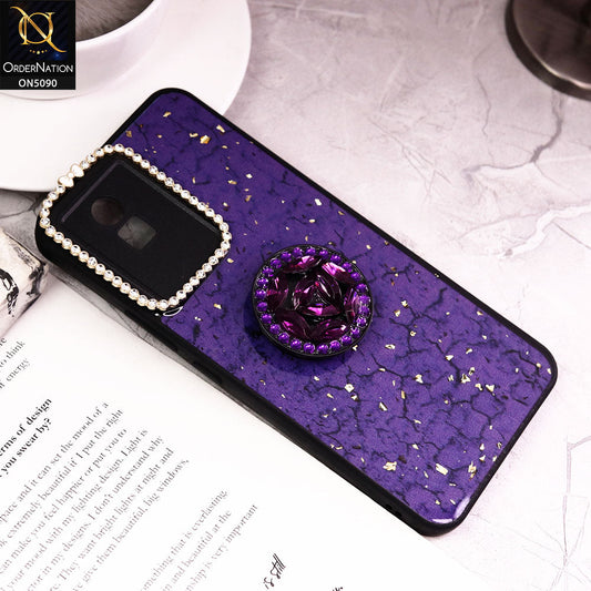 Vivo Y02A Cover - Design5 - Bling Series - Glitter Foil Soft Border Case With Holder(Glitter Does Not Move)