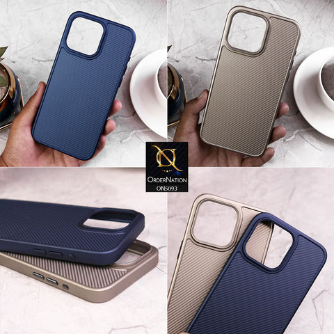 iPhone 15 Pro Max Cover - Blue - New Carbon Fiber Texture Protective Soft Borders Case