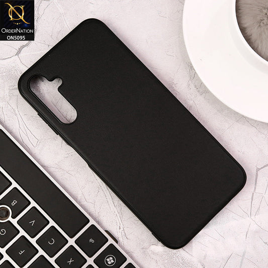 Samsung Galaxy A34 5G Cover - Black - Trendy Synthetic Leather Look Soft Silicon Borders Ultra Thin Protective Shell Case