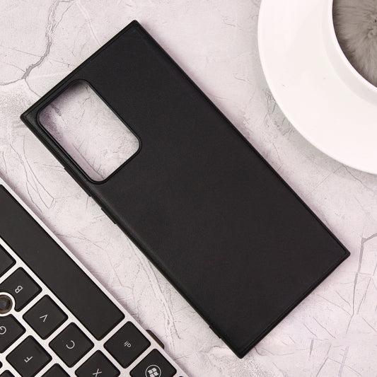Samsung Galaxy Note 20 Ultra Cover - Black - Trendy Synthetic Leather Look Soft Silicon Borders Ultra Thin Protective Shell Case