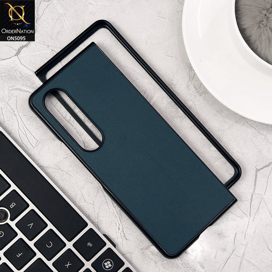 Samsung Galaxy Z Fold 4 5G Cover - Blue - Trendy Synthetic Leather Look Soft Silicon Borders Ultra Thin Protective Shell Case
