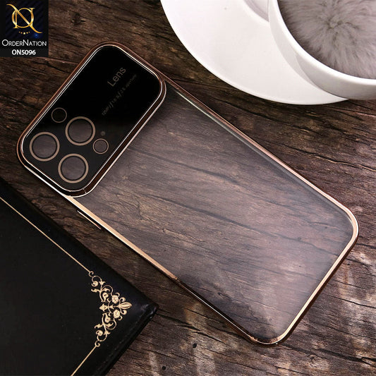 iPhone 13 Pro Max Cover - Golden - New Color Electroplating Borders Camera Lens Soft Transparent Case