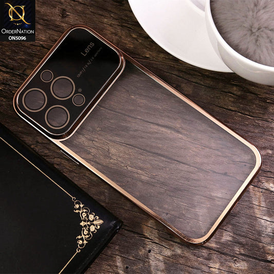 iPhone 14 Pro Max Cover - Golden - New Color Electroplating Borders Camera Lens Soft Transparent Case
