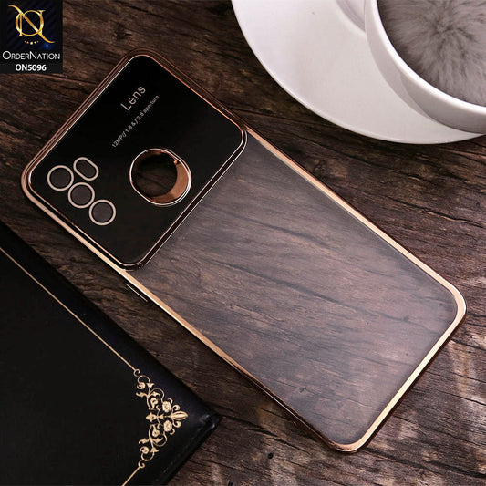 Oppo A53 Cover - Golden - New Color Electroplating Borders Camera Lens Soft Transparent Case