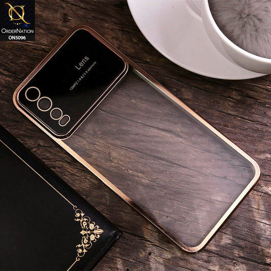 Vivo Y20i Cover - Golden - New Color Electroplating Borders Camera Lens Soft Transparent Case