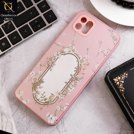 Oppo A16K Cover - Pink - Trendy Printed Spring Floral Design Mirror Soft Border Case With Camera Protection