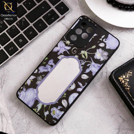 Samsung Galaxy A22 Cover - Black - Trendy Printed Spring Floral Design Mirror Soft Border Case With Camera Protection