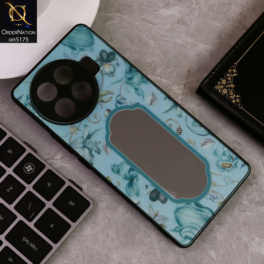 Tecno Spark 20 Pro Plus Cover - Blue - Trendy Printed Spring Floral Design Mirror Soft Border Case With Camera Protection