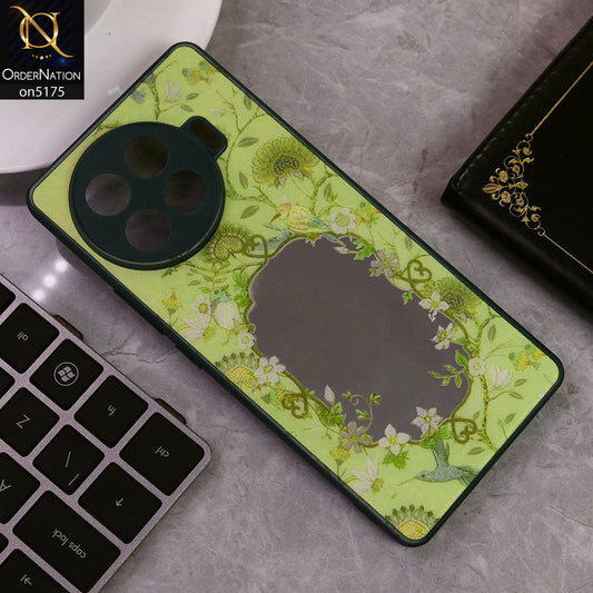Tecno Spark 20 Pro Plus Cover - Dark Green - Trendy Printed Spring Floral Design Mirror Soft Border Case With Camera Protection