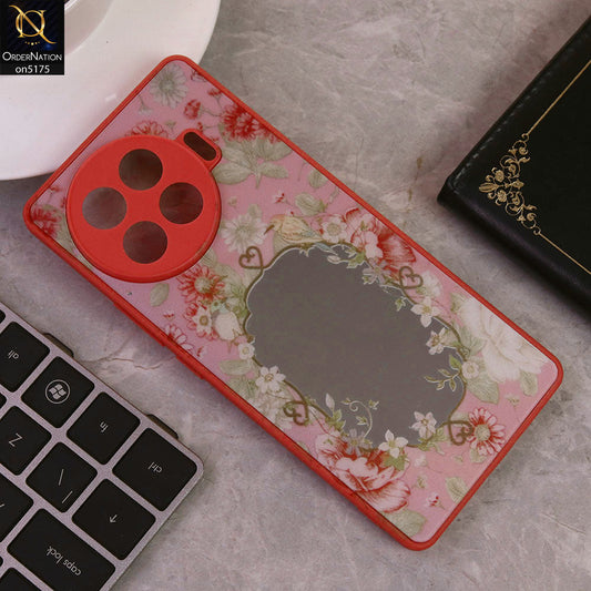 Tecno Spark 20 Pro Plus Cover - Dark Pink - Trendy Printed Spring Floral Design Mirror Soft Border Case With Camera Protection