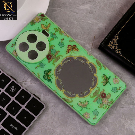 Tecno Spark 20 Pro Plus Cover - Green - Trendy Printed Spring Floral Design Mirror Soft Border Case With Camera Protection