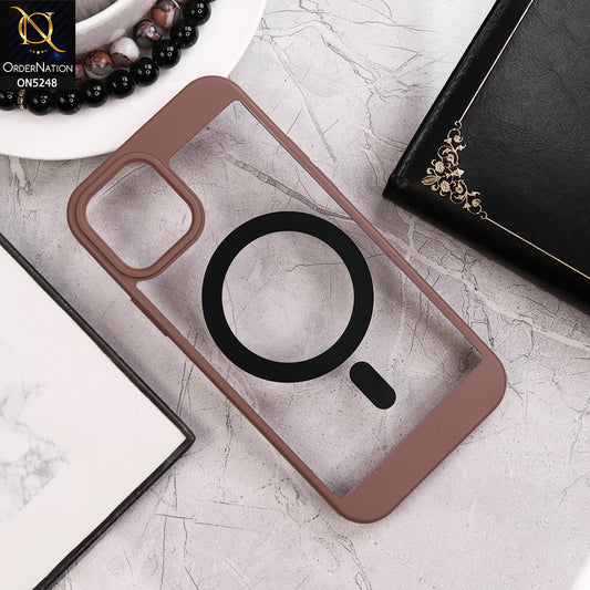 IPhone 11 Pro Max Cover - Brown - New Clear Transparent Back Magsafe Candy Color Soft Borders Case