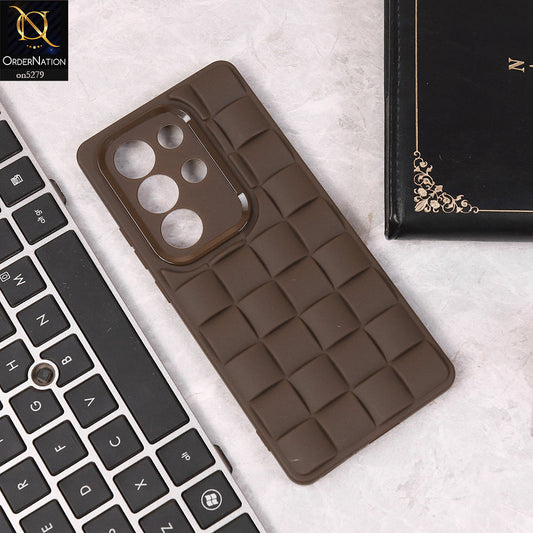 Itel S25 Ultra Cover - Brown - Parquet Square Silicone Case With Camera Protection