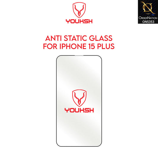 iPhone 15 Plus Cover - Transparent - Youksh Clear AntiStatic Glass Protector