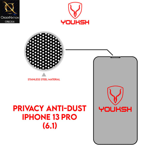 iPhone 13 Pro Cover - Black - Privacy Anti Static Anti Dust Clear Glass Protector
