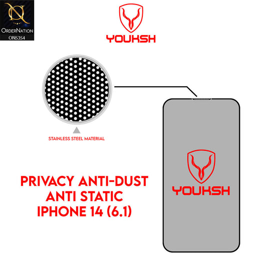 iPhone 14 Cover - Black - Privacy Anti Static Anti Dust Clear Glass Protector