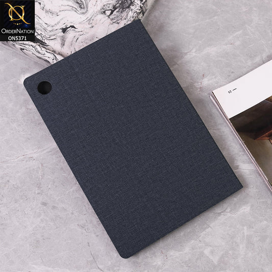Samsung Galaxy Tab A8 10.5 / SM-X200 / SM-X205 (2021) Cover - Blue - Octo PU Leather Fabric Texture Bifold Stand Flip Book Soft Case