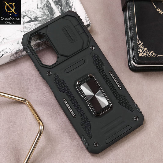 Oppo A17 Cover - Black - New HQ Heavy  Duty Hybrid Protective Case With 360 Rotatable Kickstand Holder