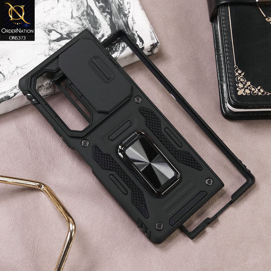 Samsung Galaxy Z Fold 5 5G Cover - Black - New HQ Heavy Duty Hybrid Protective Case With 360 Rotatable Kickstand Holder