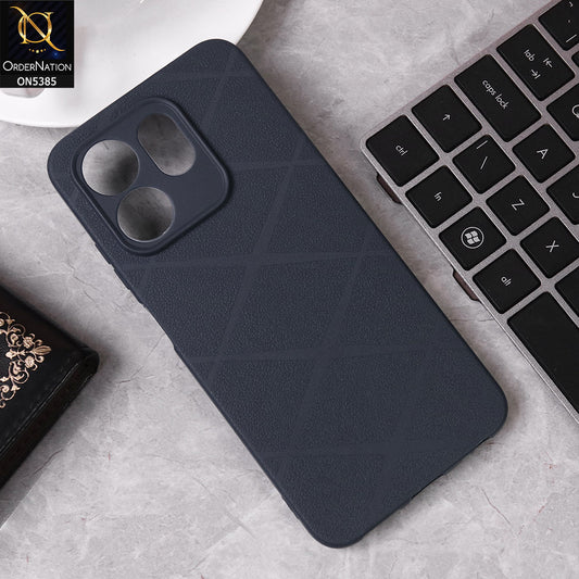 Infinix Smart 9 Cover - Blue - Leather Texture Soft Case With Camera Protection