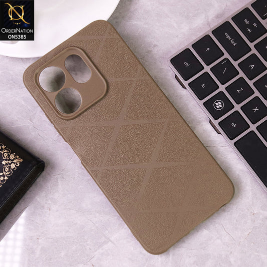 Infinix Smart 9 Cover - Brown - Leather Texture Soft Case With Camera Protection