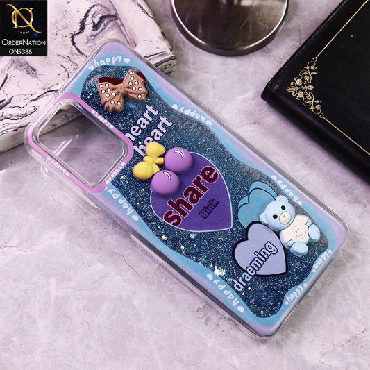 Oppo A54 4G Cover - Design9 - Cute 3D Cartoon (Moving Glitters) Transparent Soft Case