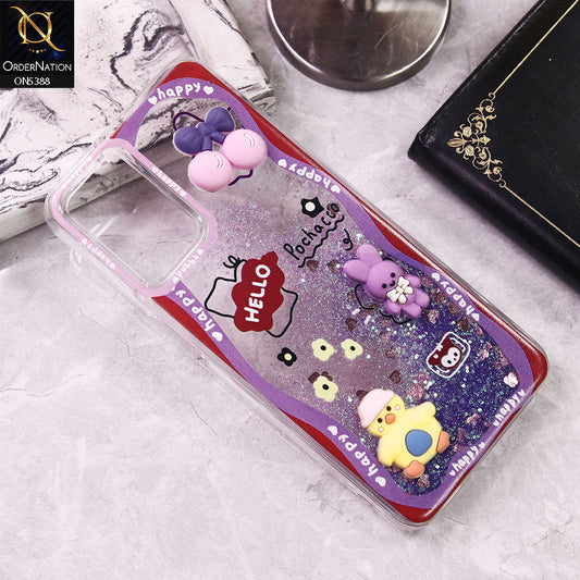 Oppo A54 4G Cover - Design5 - Cute 3D Cartoon (Moving Glitters) Transparent Soft Case